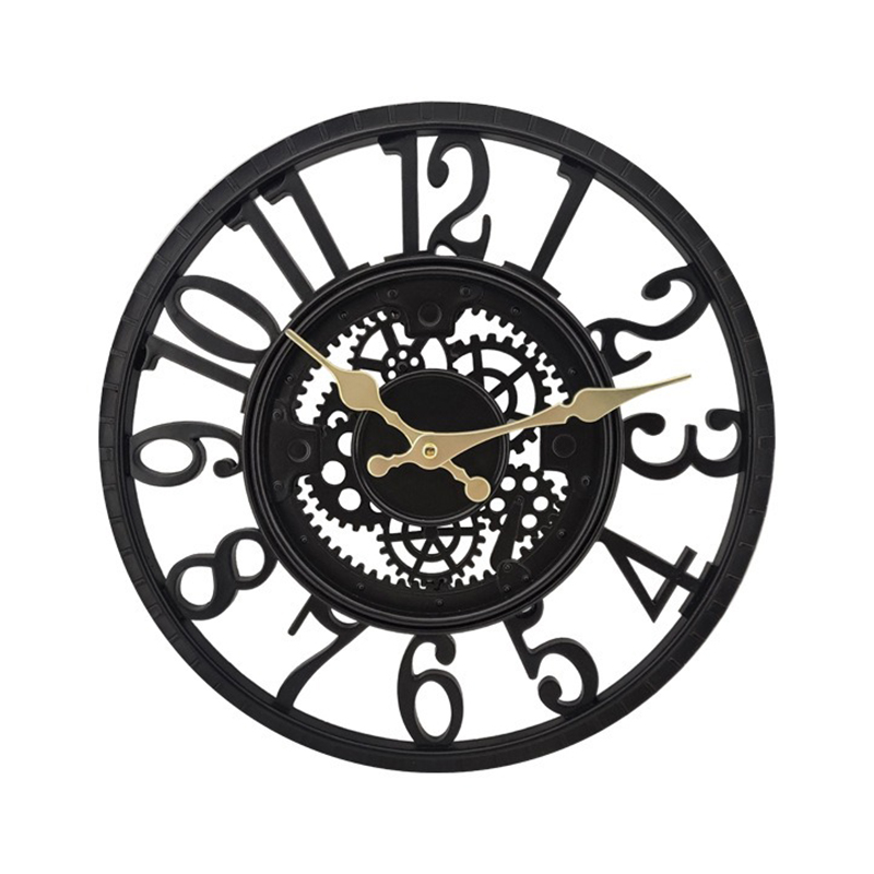 Resin Art Wall Clock - 屋外壁時計防水レトロ樹脂モダンな壁時計サイレントクリエイティブブラック中庭時計アートリビングルームの装飾