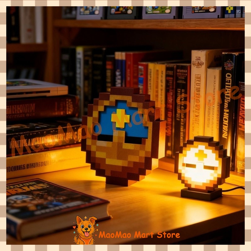 Resin Art Wall Clock - シックなレトロピクセルアートスタイルの日月時計、アップグレードされた24時間/12時間表示、ゲーム周辺機器、ブロックフィギュアをテーマにした壁掛けルームデコレーション