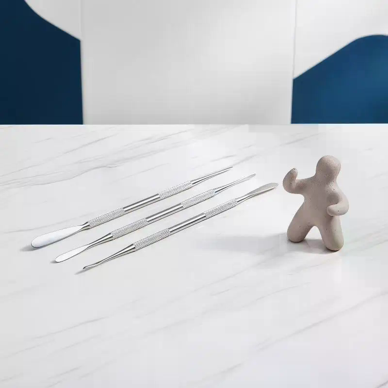 Resin Art Class - 3個入り滑り止めハンドル付きステンレス製粘土彫刻スパチュラセット、学校の美術教室、陶芸DIY用