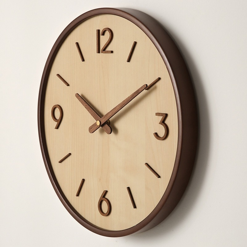 Resin Art Wall Clock - 現代の木製サイレントアート壁時計シンプルな木目寝室時計高級多機能玄関ホールホームアクセサリー