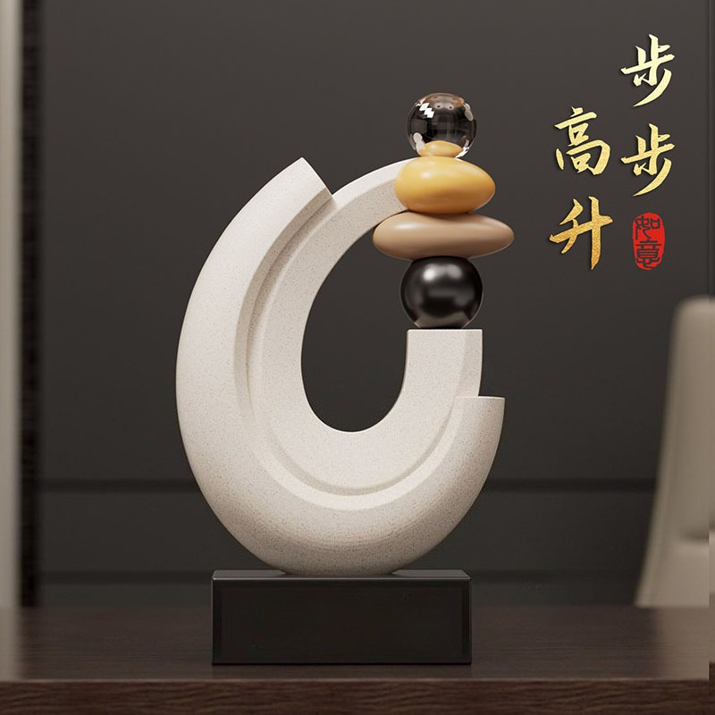 Resin Art Anniversary Gift - 家の装飾幸運石像デスクトップ装飾品北欧リビングルームディスプレイキャビネットハイエンドアート装飾彫刻新築祝いギフト