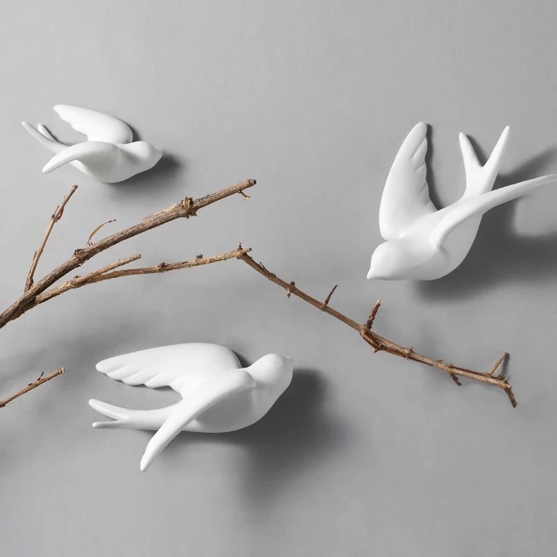 Resin Art Hanging - クリエイティブなセラミックの鳥の壁掛け,3D壁画,芸術的な装飾,創造的な工芸品,リビングルーム,ソファ,テレビの背景
