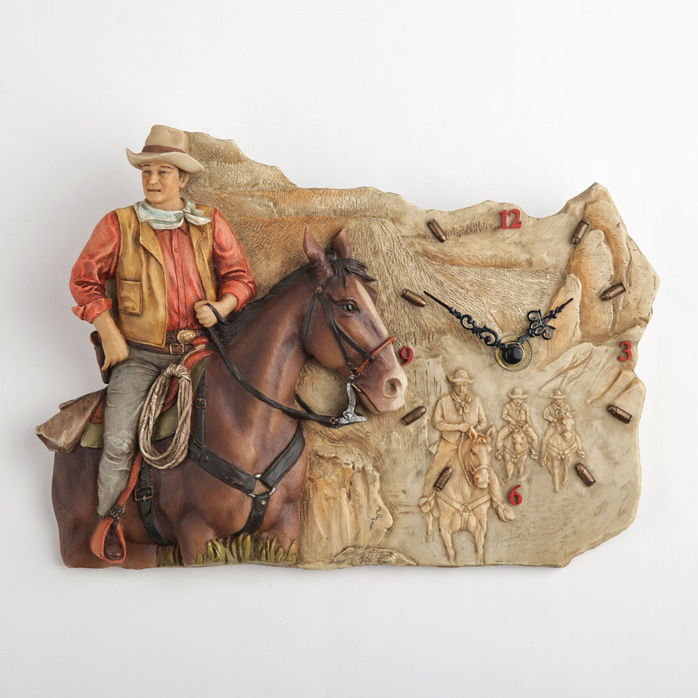 Resin Art Wall Clock - ヴィンテージ風ウェスタンカウボーイ馬レリーフ壁掛け時計 アメリカンカントリースタイル ホームウォールデコレーション バー ユニークアート時計飾り ギフト