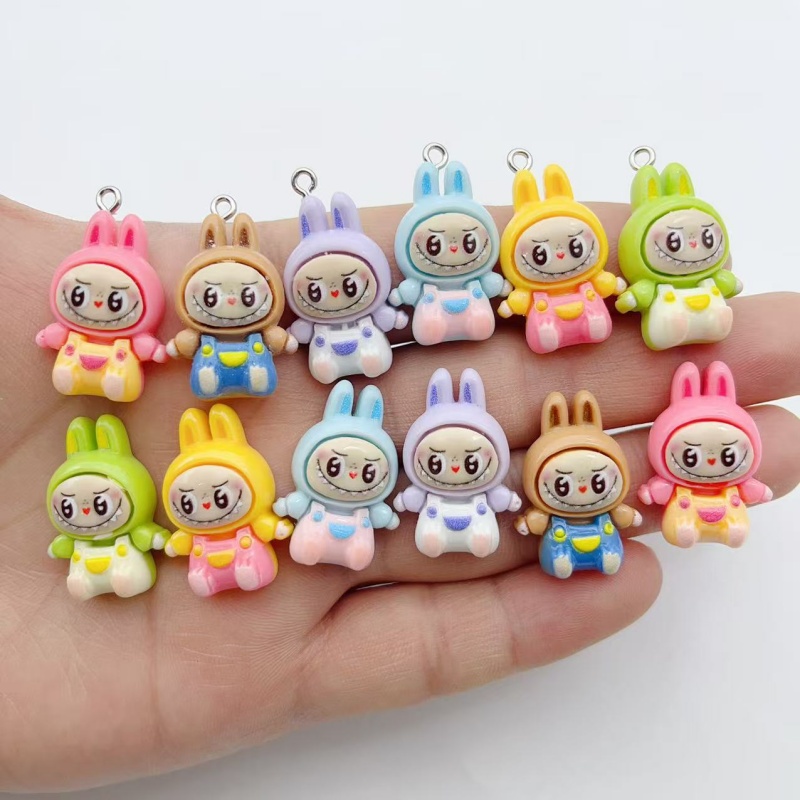 Resin Art Materials Kit - 10 個かわいいウサギイチゴハウス樹脂チャーム素敵な漫画の動物ペンダントイヤリングキーホルダー DIY ジュエリーメイク用