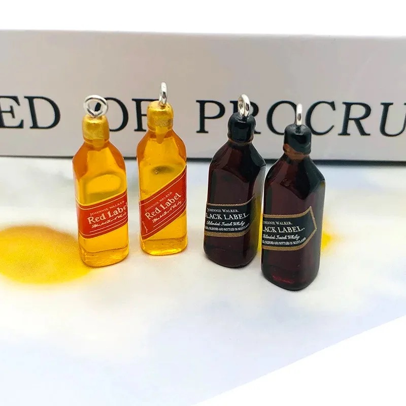 Resin Art Calligraphy - 10 個小さなワインバーボトル樹脂チャーム DIY イヤリングアクセサリーミニペンダントキーホルダー手作りジュエリークラフト作成用
