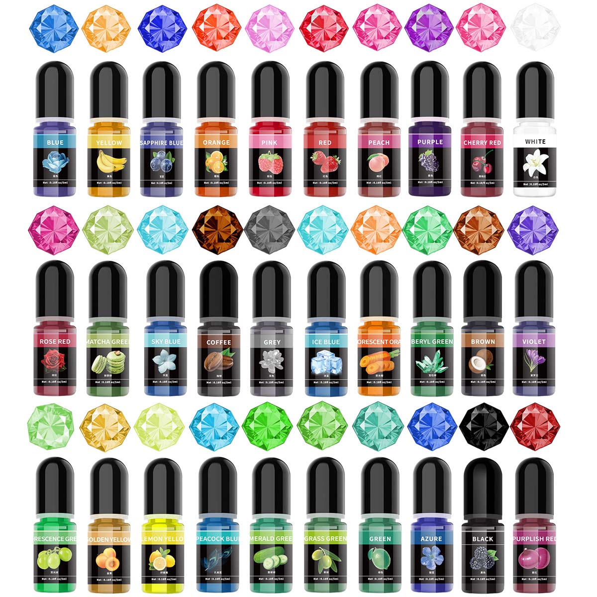 Resin Art Glue - 5ml/ボトル エポキシ樹脂顔料 液体着色剤 染料 ユニバーサルエポキシ樹脂顔料 UV