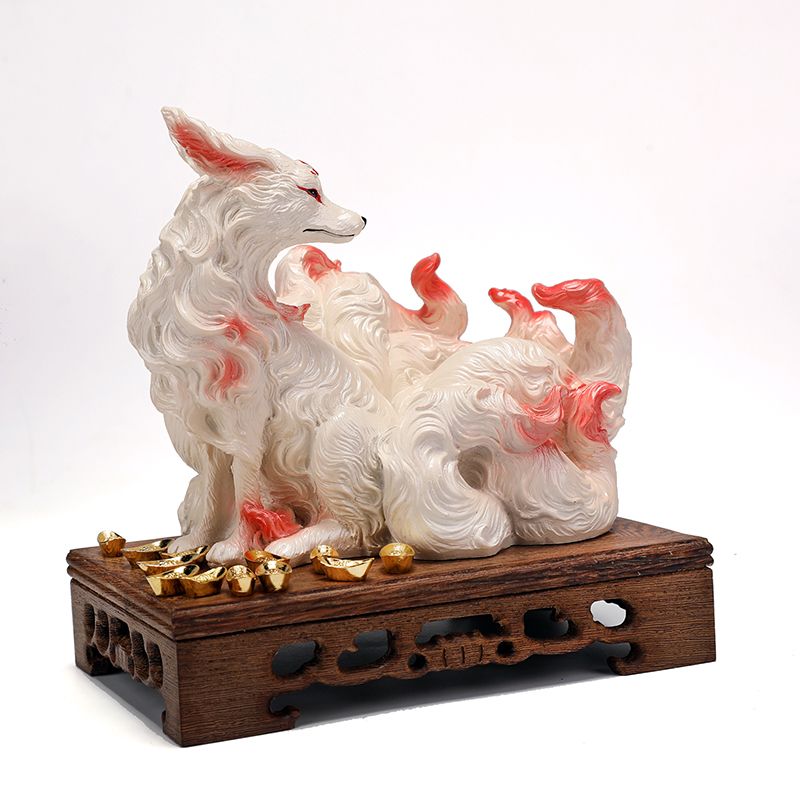 九尾の狐の置物 狐 九尾の狐 仏教寺院の像 家庭用家具 デス - Resin Art Anniversary Gift のレビューと価格