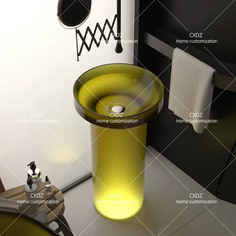 床から天井までの一体型バスルームバルコニー屋外中庭洗面台純ア - Resin Art In Floor のレビューと価格