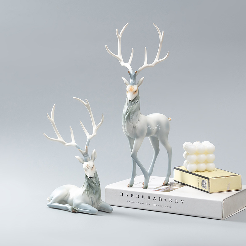 軽贅沢なエルクの樹脂工芸品の装飾品。 ベージュブルーの家の装 - Resin Art Anniversary Gift のレビューと価格