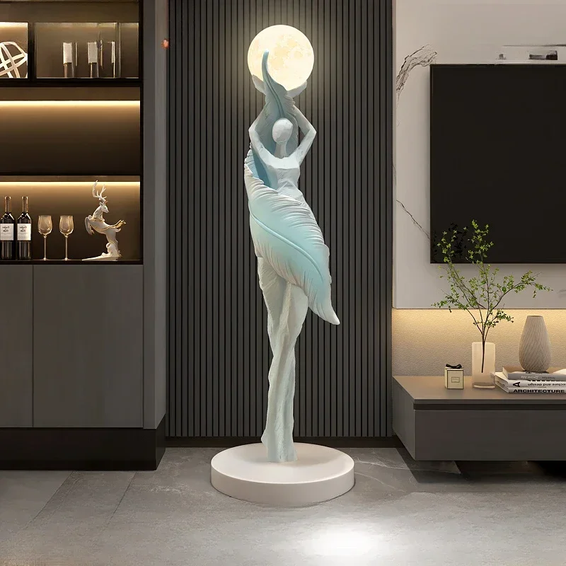 ポータブルモダン抽象羽根少女アート彫刻家の装飾品大型フィギュ - Resin Art In Floor のレビューと価格