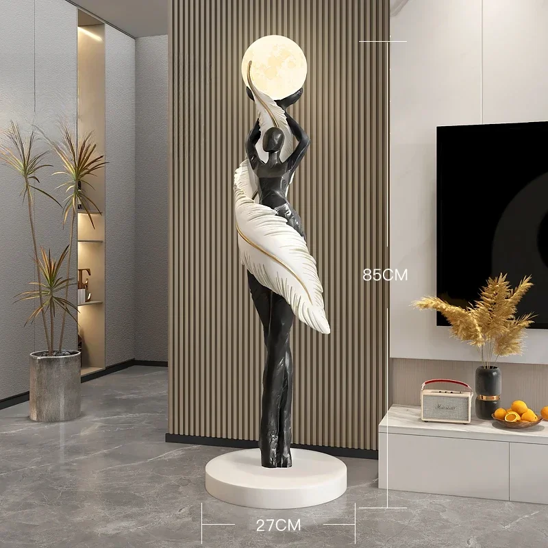 ポータブルモダン抽象羽根少女アート彫刻家の装飾品大型フィギュ - Resin Art In Floor のレビューと価格