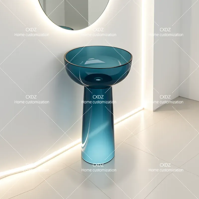 柱状洗面台一体型床から天井までの洗面台透明樹脂製シンククリエ - Resin Art In Floor のレビューと価格