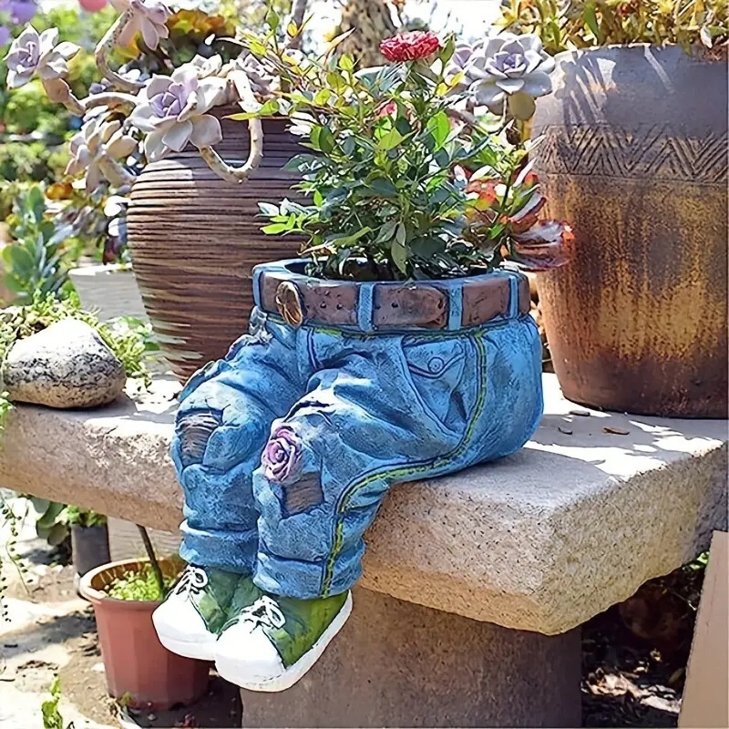 樹脂製ガーデンデニム植木鉢 屋外用 家庭装飾 芸術的で創造的 - Resin Artist のレビューと価格