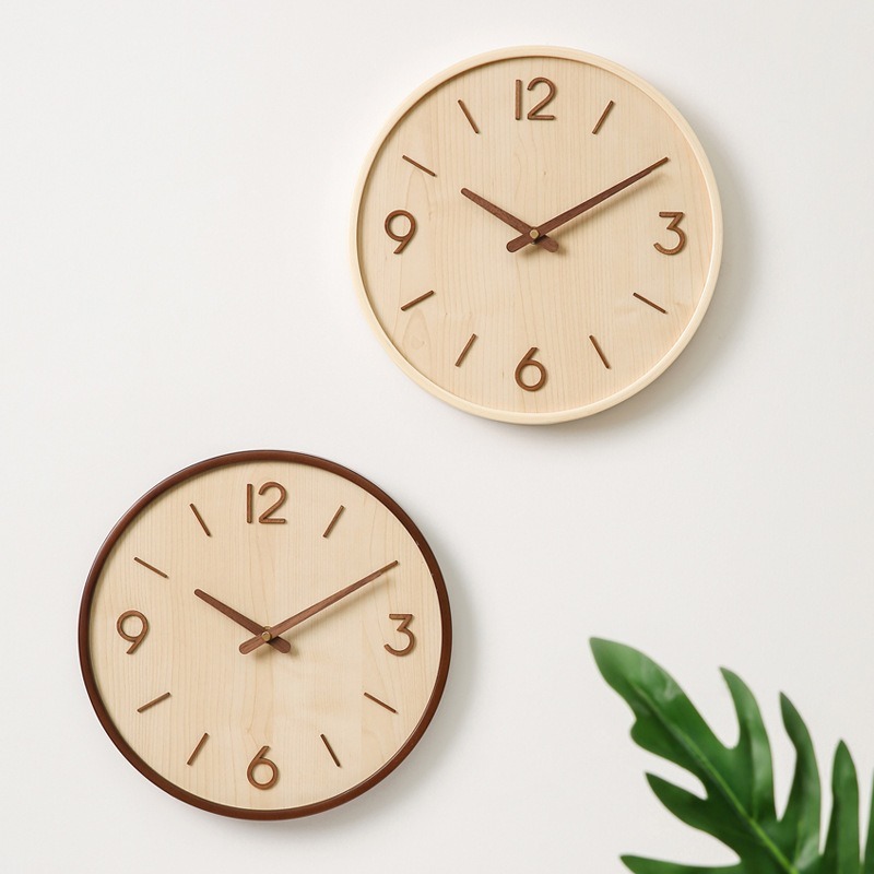 現代の木製サイレントアート壁時計シンプルな木目寝室時計高級多 - Resin Art Wall Clock のレビューと価格