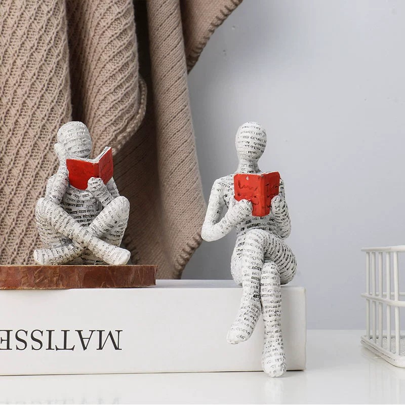 1pc クリエイティブ読書紙パルプ女性思想家樹脂像飾り現代ア - Resin Art Anniversary Gift のレビューと価格