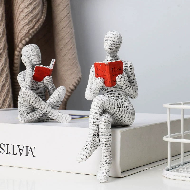 1pc クリエイティブ読書紙パルプ女性思想家樹脂像飾り現代ア - Resin Art Anniversary Gift のレビューと価格