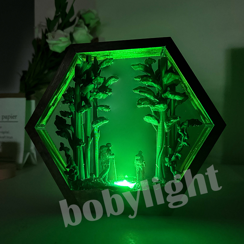 ハイカーフィギュアテーブル樹脂ランプ熱帯雨林ハイキングカラフ - Resin Artist のレビューと価格
