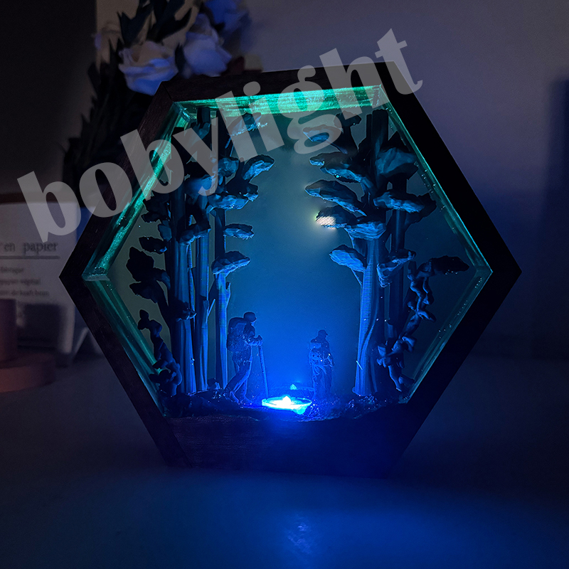 ハイカーフィギュアテーブル樹脂ランプ熱帯雨林ハイキングカラフ - Resin Artist のレビューと価格