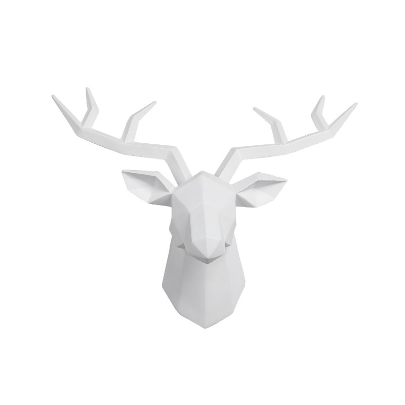 1PC 鹿の頭の彫刻動物像壁掛けクリエイティブヘラジカアート - Resin Art Sculptures のレビューと価格