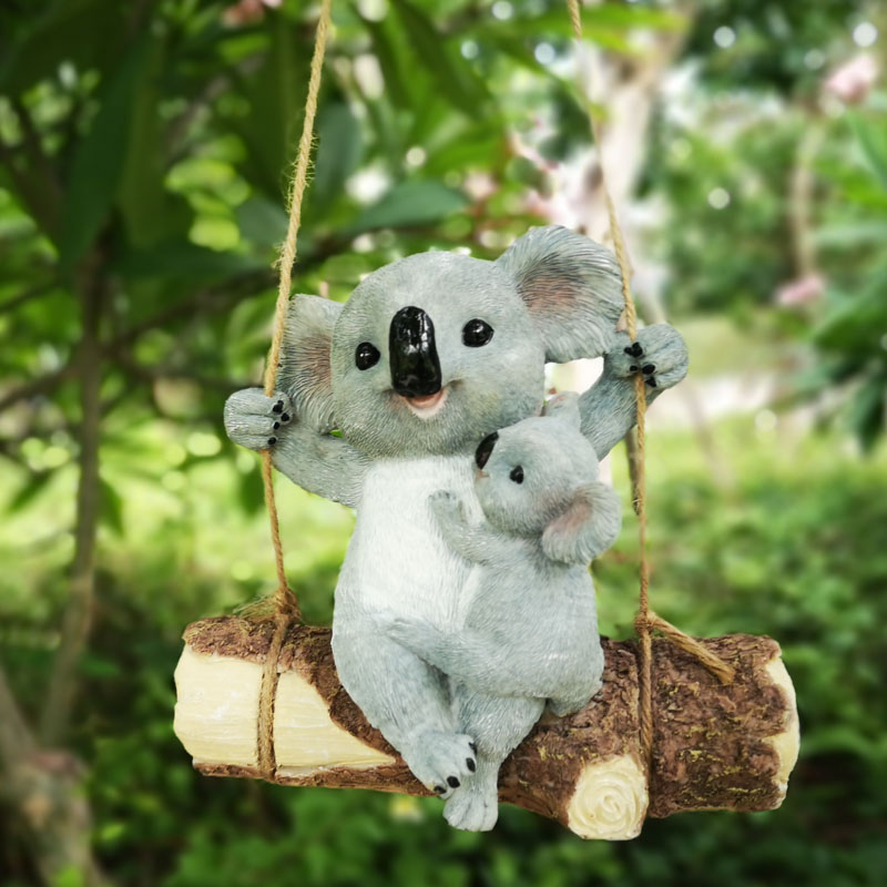 母子リスの樹脂製ハンギングスイングオーナメント、屋外ガーデン - Resin Art Hanging のレビューと価格