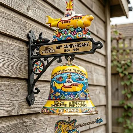 新しい樹脂製イエローサブマリンビートルズ60周年記念ドアベル - Resin Art Wall Clock のレビューと価格