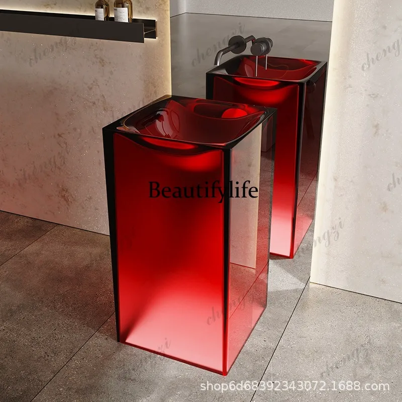 R134透明樹脂カラーカラム洗面台 床から天井までの人工石ア - Resin Art In Floor のレビューと価格
