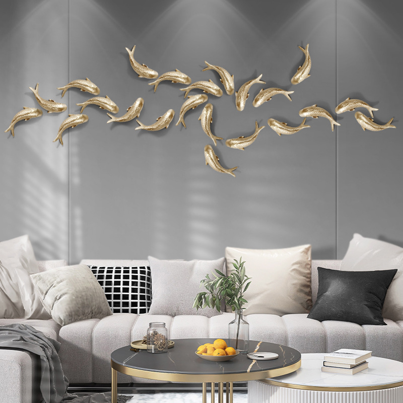 中国風水ジンリ黄金鯉魚樹脂製壁飾り幸運の魚と花の置物壁掛けア - Resin Art Hanging のレビューと価格