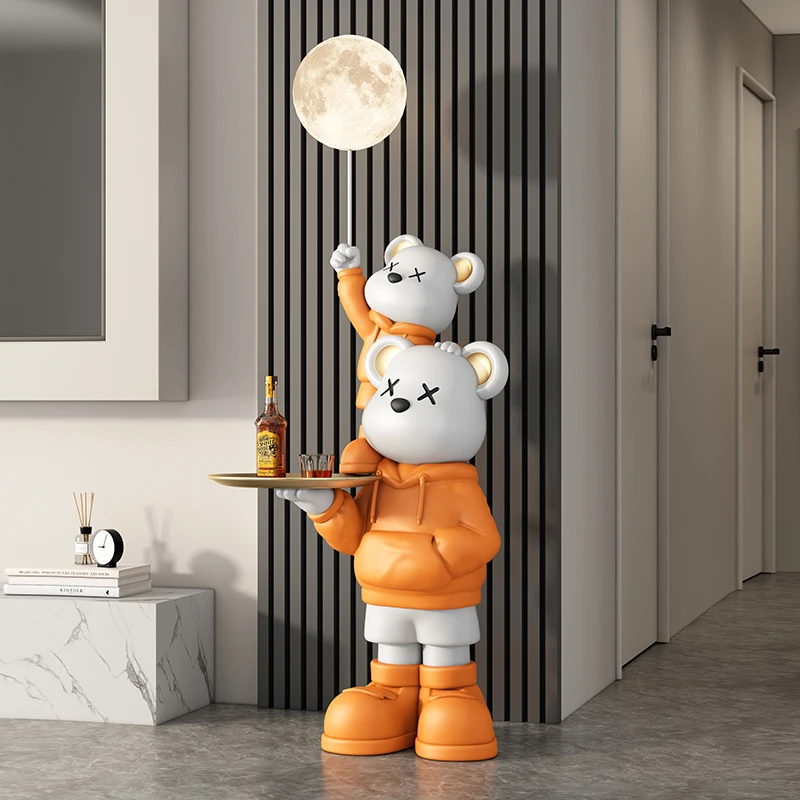 現代美術、家の装飾、ウェルカムスタチュー、樹脂製のクマの置物 - Resin Art In Floor のレビューと価格