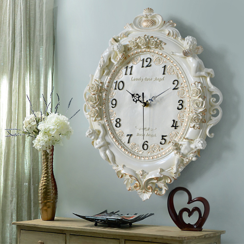ヨーロッパ風エンジェル壁掛け時計 リビングルーム クリエイテ - Resin Art Wall Clock のレビューと価格