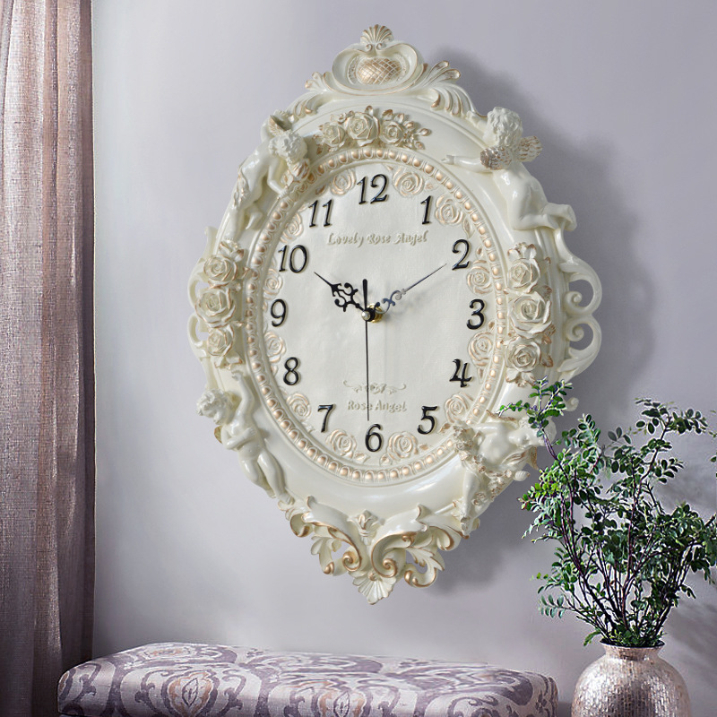 ヨーロッパ風エンジェル壁掛け時計 リビングルーム クリエイテ - Resin Art Wall Clock のレビューと価格