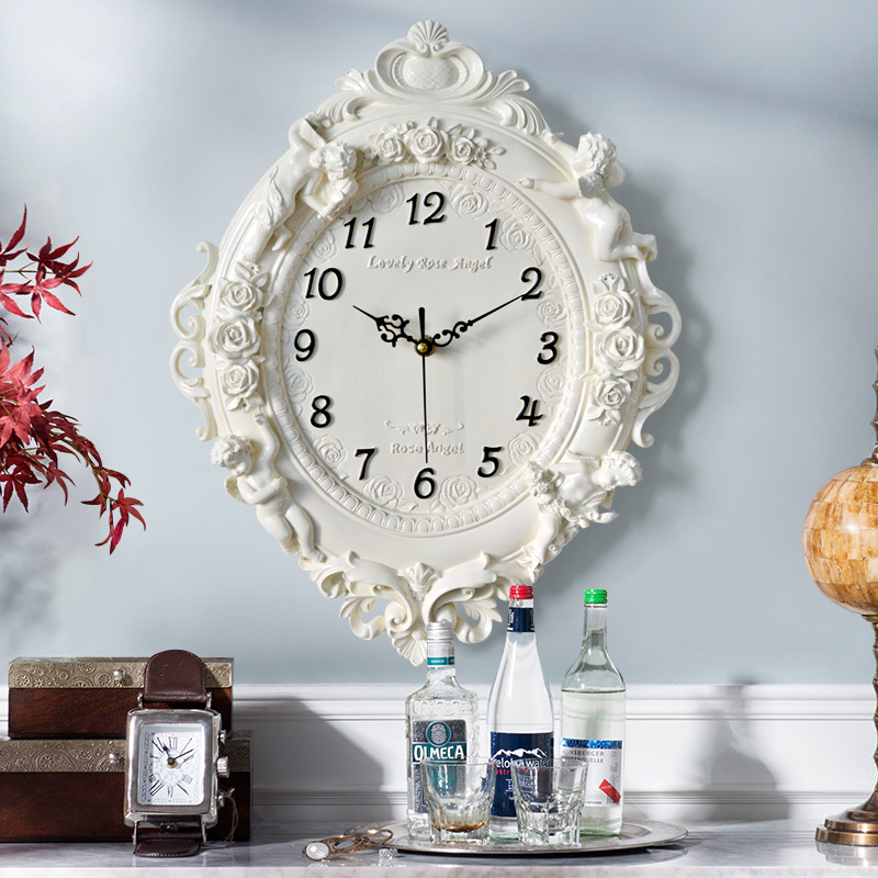 ヨーロッパ風エンジェル壁掛け時計 リビングルーム クリエイテ - Resin Art Wall Clock のレビューと価格